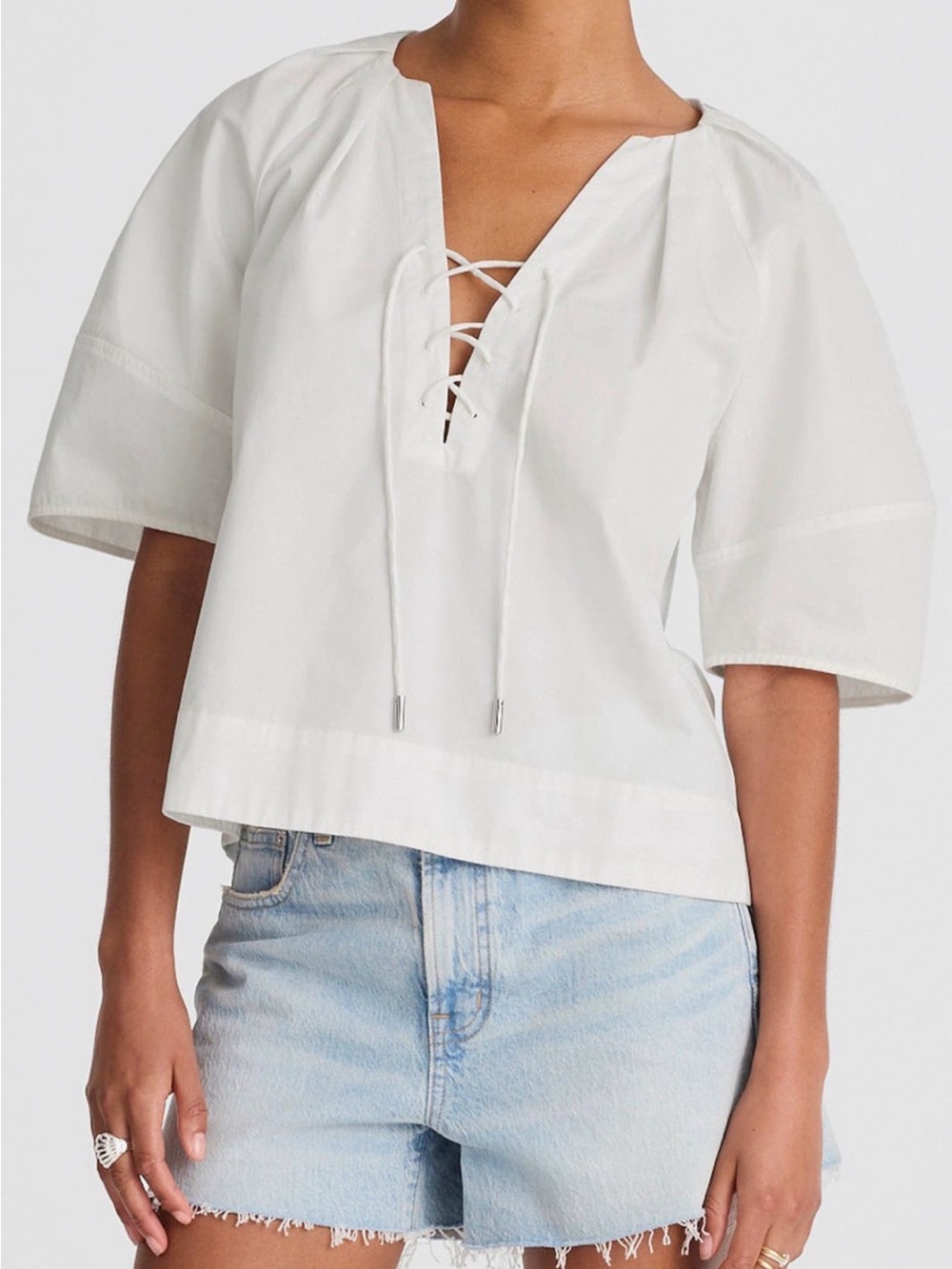 Madewell Cotton Poplin Lace Up Top